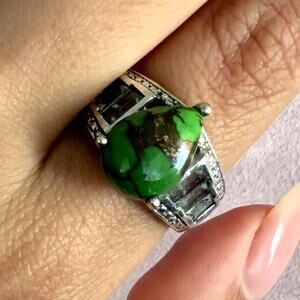 chuck clemency sterling silver topaz & green turquoise ring size 9.5